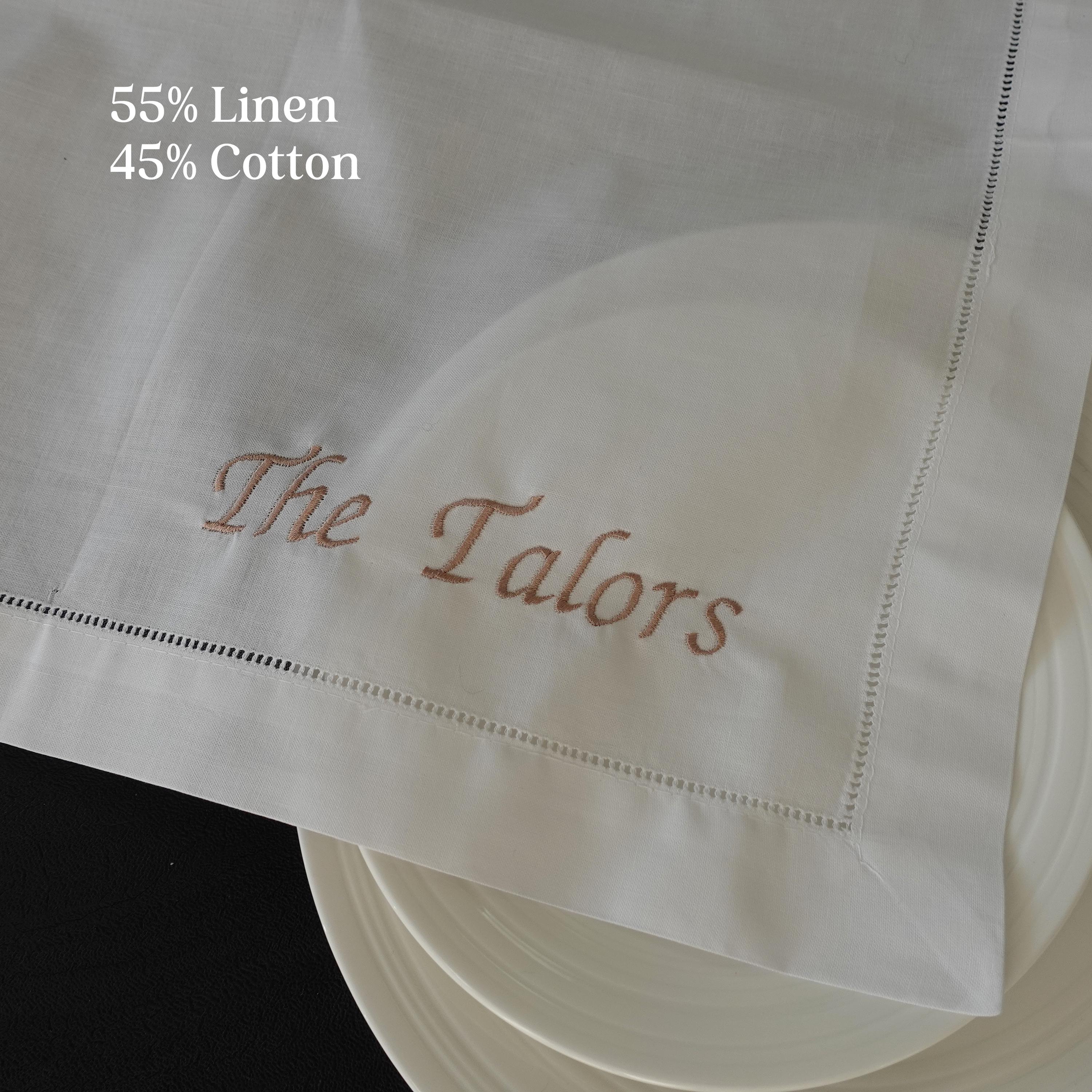BeLettered. Personalized Linen Cotton Hand Towel,  Embroidered Tea Towel