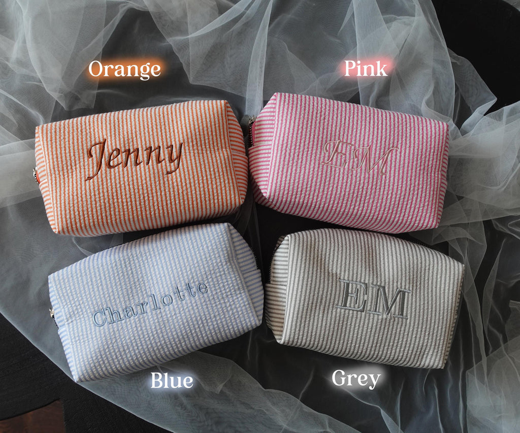 BeLettered. Personalized Striped Makeup Bag, Toiletry Bag