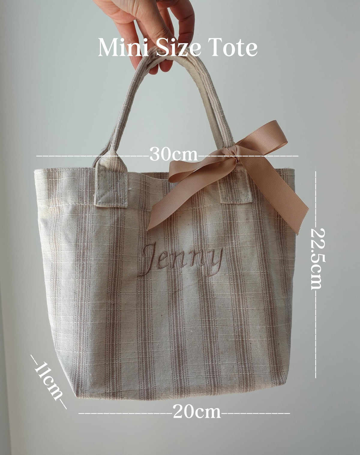 Personalised Striped Mini Tote, Country Vintage Style