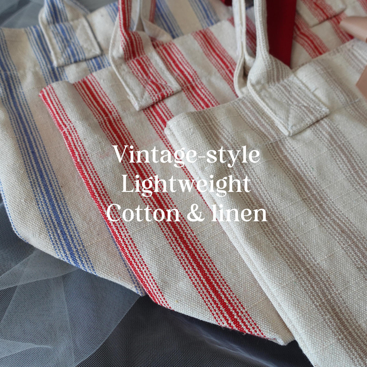Personalised Striped Mini Tote, Country Vintage Style