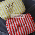 Personalized Fluffy Teddy Fleece, Striped, Large Makeup Bag