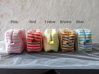 Personalized Fluffy Teddy Fleece, Striped, Large Makeup Bag