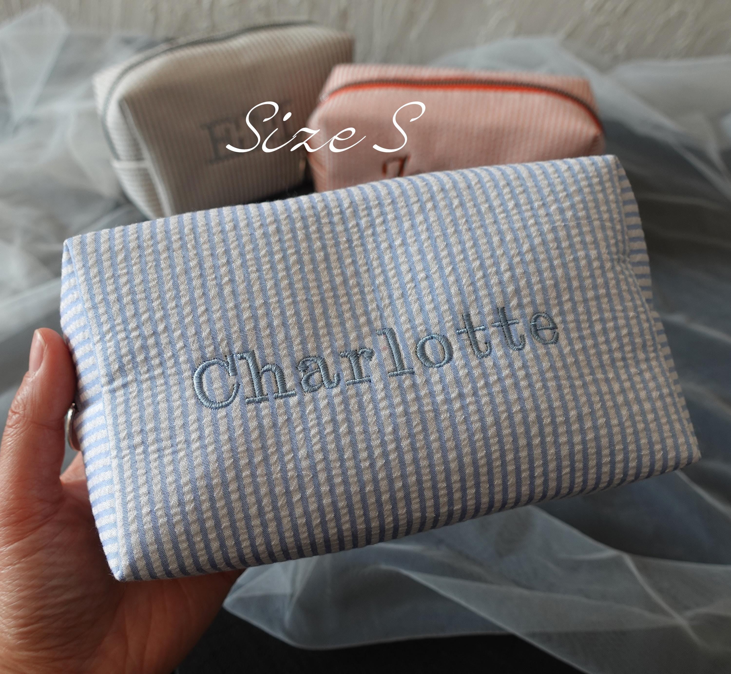 BeLettered. Personalized Striped Makeup Bag, Toiletry Bag