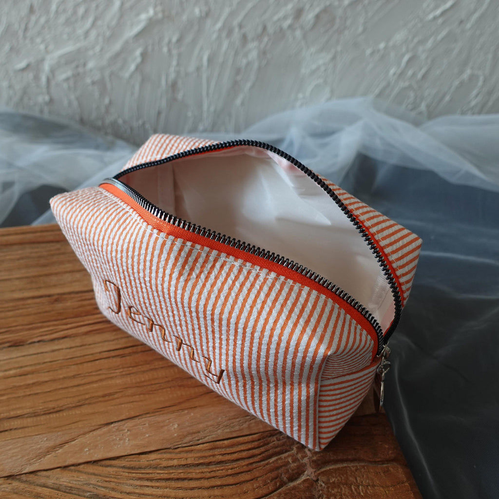 BeLettered. Personalized Striped Makeup Bag, Toiletry Bag