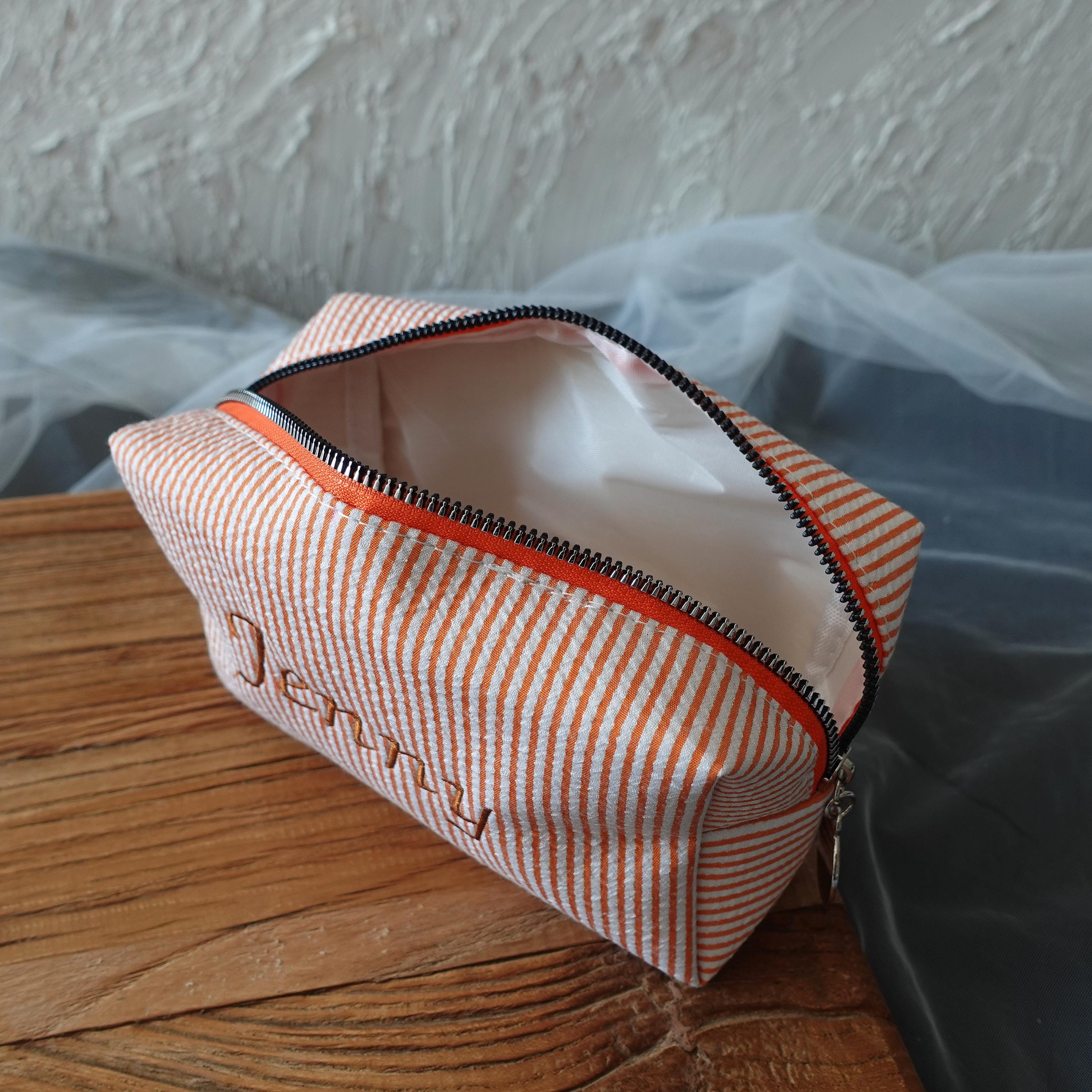 BeLettered. Personalized Striped Makeup Bag, Toiletry Bag