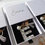Custom Handmade Resin Letter Silver Key Chain Sets