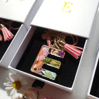 Floral Floral Resin Initial Keychain with Butterfly & Tassel