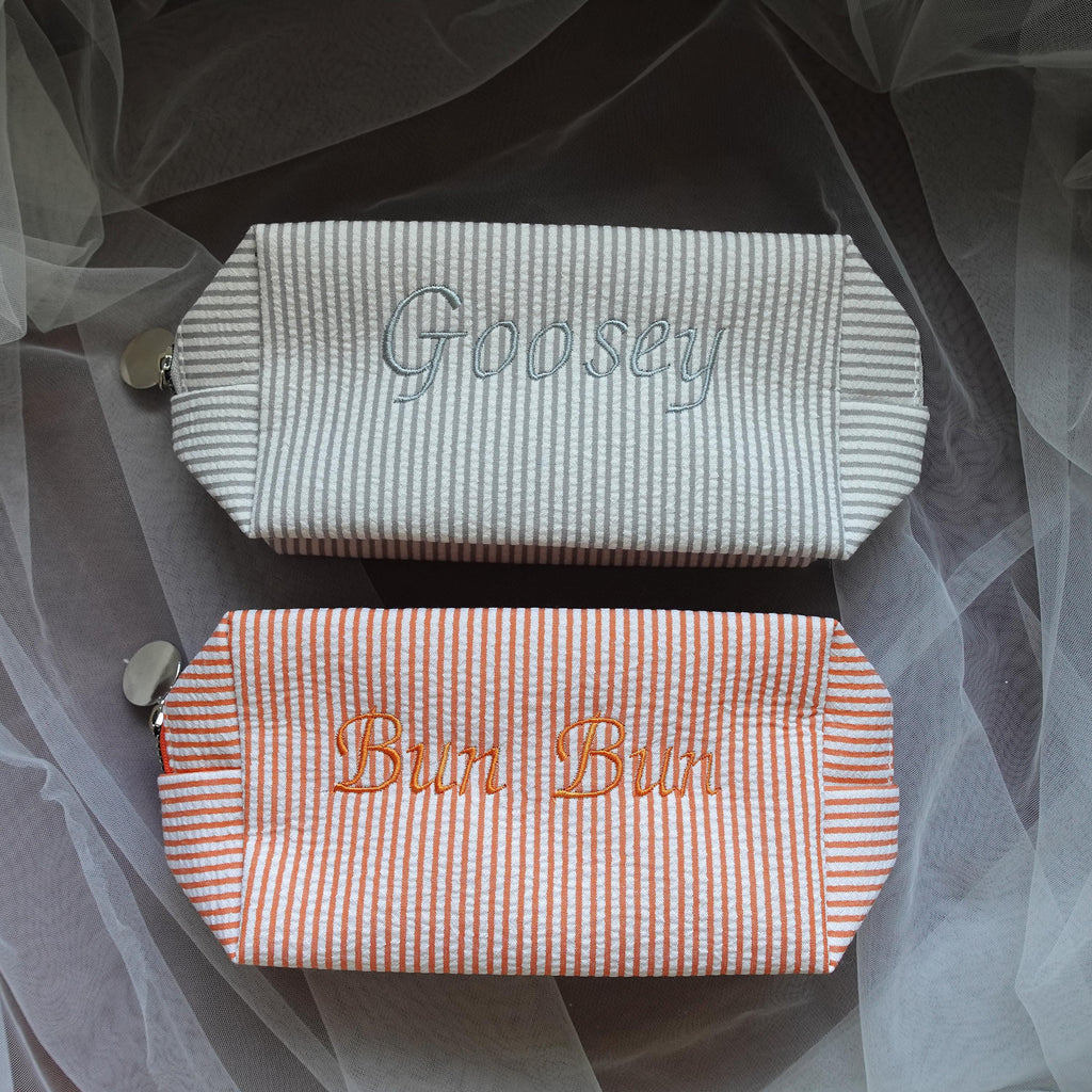 BeLettered. Personalized Striped Makeup Bag, Toiletry Bag