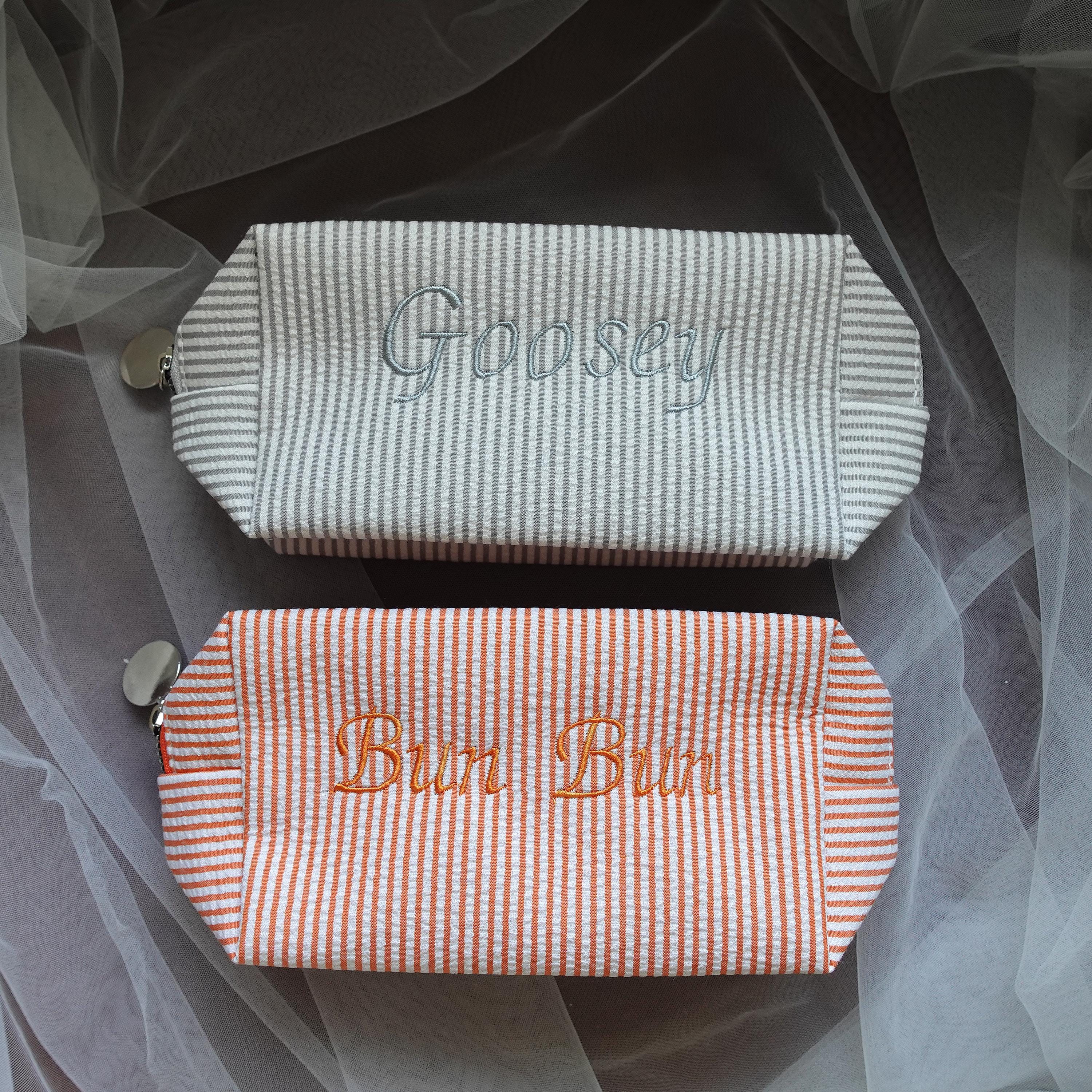 BeLettered. Personalized Striped Makeup Bag, Toiletry Bag